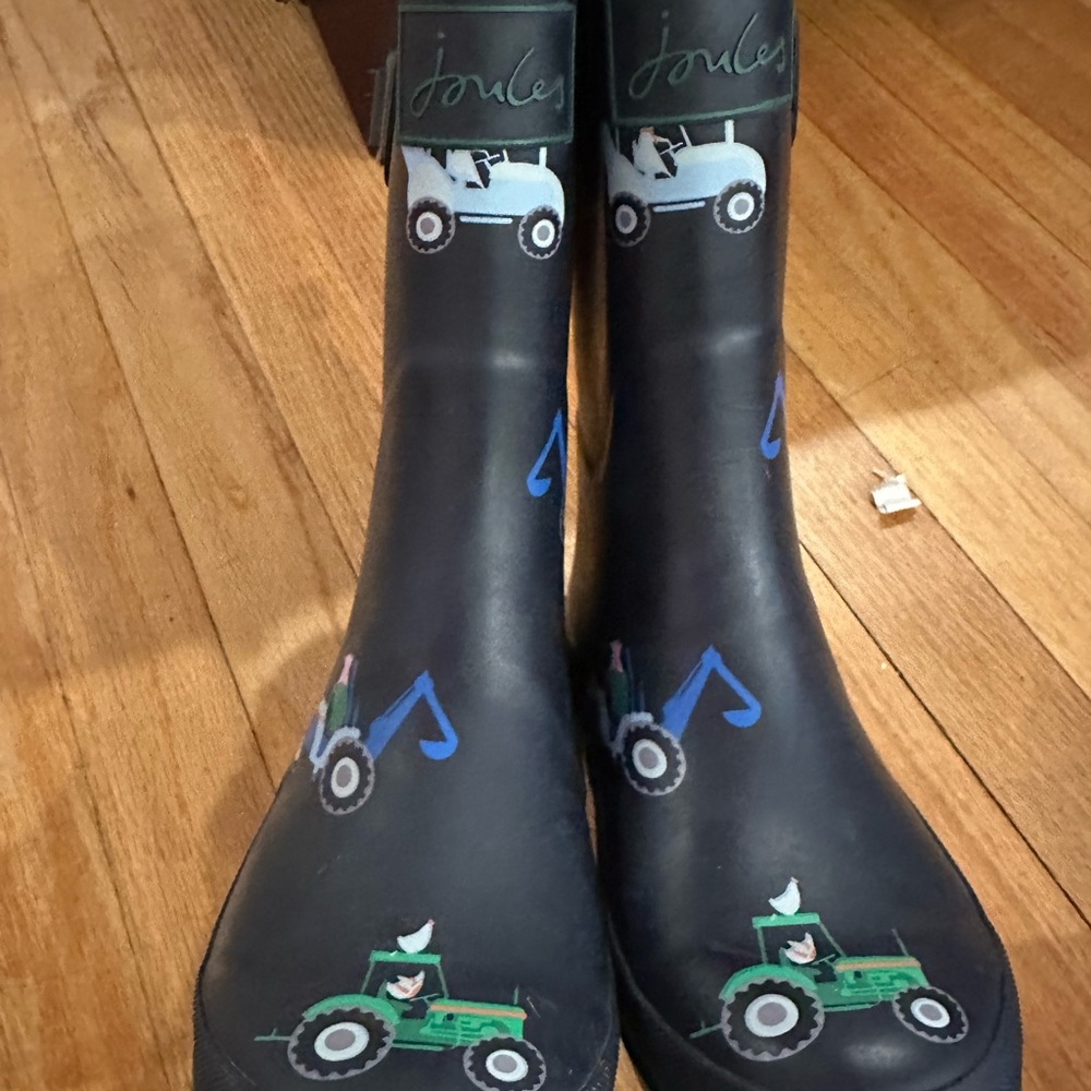 Joules Kids' Black Tractor Rain Boots